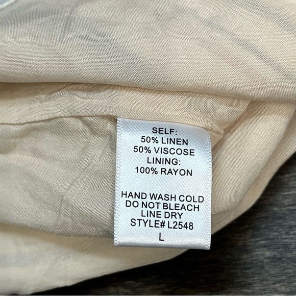 By Together Collection Cream Striped Linen Blend Button Front Mini Skirt Sz L - Picture 4 of 4